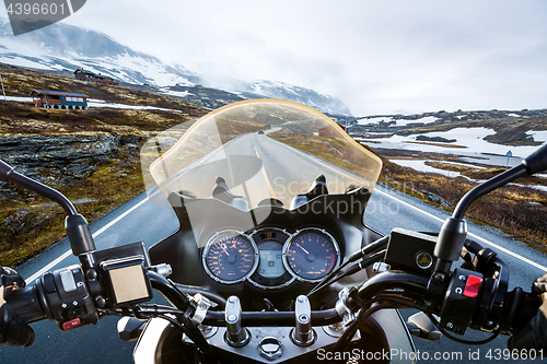 Image of Biker First-person view, mountain pass in Norway