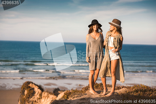 Image of Beautiful girls near the coastline