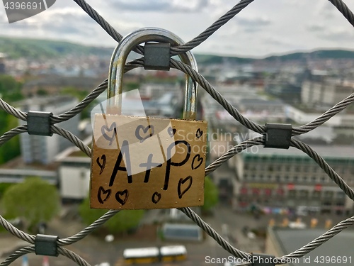 Image of Lock of lovers high above the city