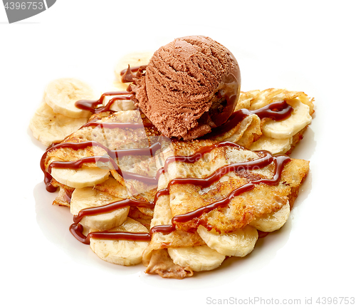 Image of Crepes with banana and chocolate ice cream