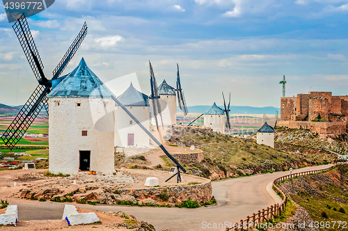 Image of View of windmills in Consuegra, Spain