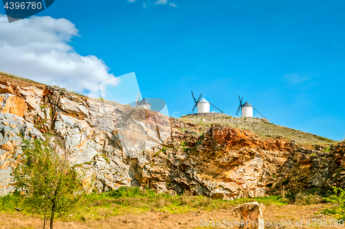 Image of Traditional windmills in Consuegra, Toledo, Spain