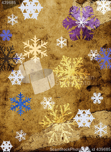 Image of snowflackes on grungy texture