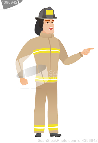 Image of Furious firefighter screaming vector illustration.