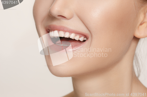 Image of Beautiful and healthy woman smile, close-up