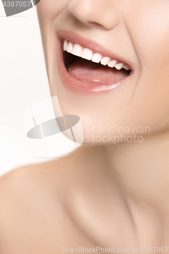 Image of Beautiful and healthy woman smile, close-up