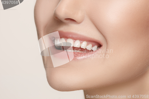 Image of Beautiful and healthy woman smile, close-up