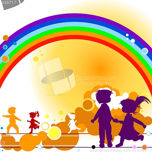 Image of Kids and rainbow
