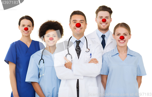 Image of group of happy doctors at hospital