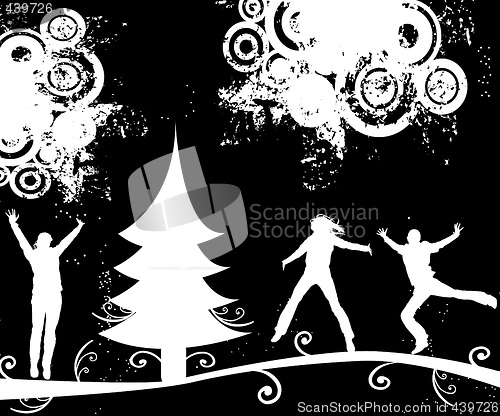Image of silhouettes in winter landscape