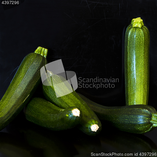 Image of Group of zucchini (zucchetti, courgettes)