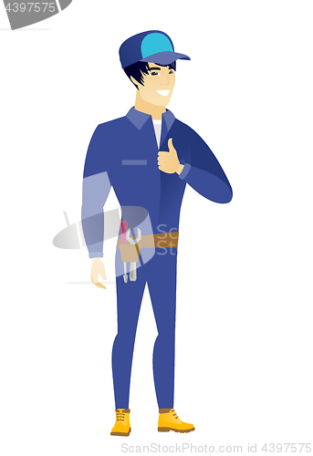 Image of Mechanic giving thumb up vector illustration.