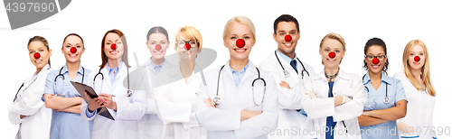 Image of group of smiling doctors at red nose day