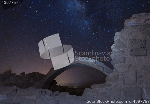 Image of Milky Way and ruins in Israel