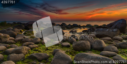 Image of Colorful sunset over Baltic sea