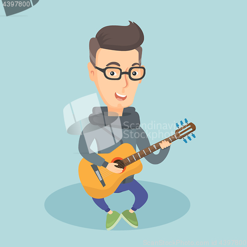 Image of Man playing acoustic guitar vector illustration.