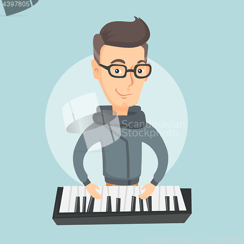 Image of Man playing piano vector illustration.