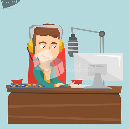 Image of Male dj working on the radio vector illustration