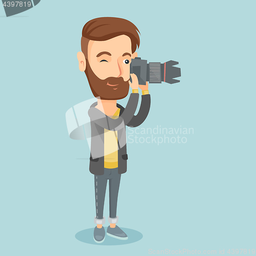 Image of Photographer taking photo vector illustration.