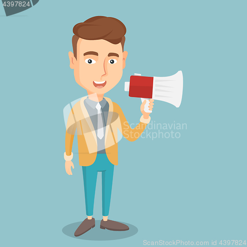 Image of Business man speaking into megaphone.