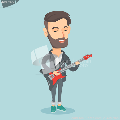 Image of Man playing electric guitar vector illustration.