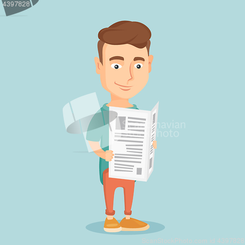 Image of Man reading newspaper vector illustration.