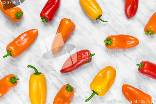 Image of Colorful sweet peppers on marble background