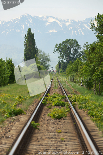 Image of Straight railway and mountain