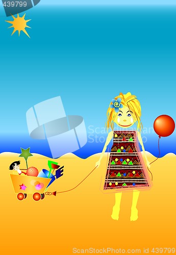 Image of little girl playing at seaside