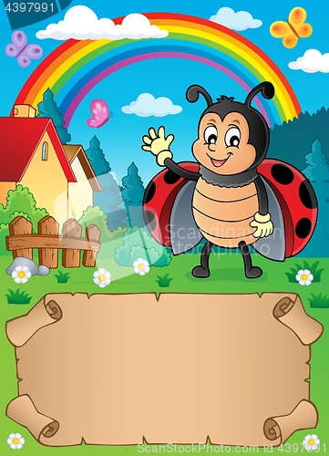 Image of Small parchment and waving ladybug