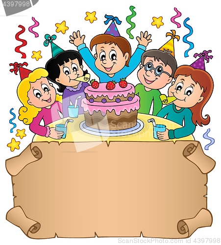 Image of Small parchment with kids party topic 1