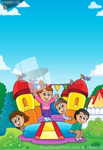 Image of Kids on inflatable castle theme 1