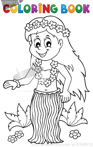 Image of Coloring book Hawaiian theme dancer 1