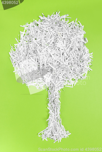 Image of Tree made of recycled shredded paper