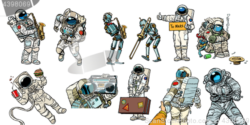 Image of Set collection astronauts and robots