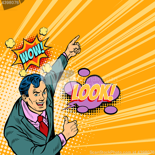 Image of wow look businessman pop art