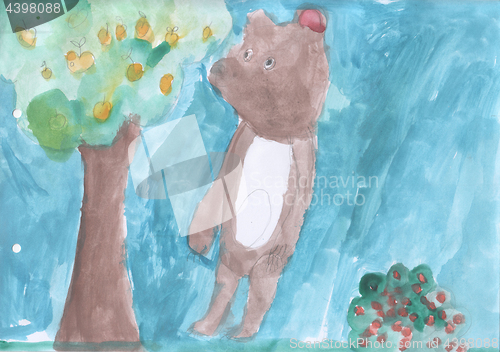 Image of Child\'s drawing - Bear in the forest