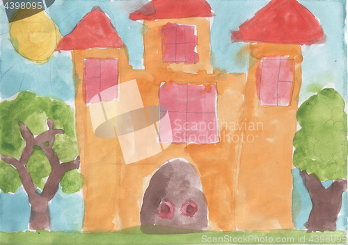 Image of Child\'s drawing - fairy-tale castle