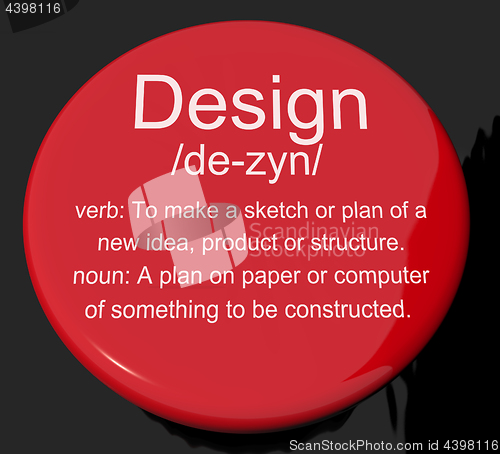 Image of Design Definition Button Showing Sketch Plan Artwork Or Graphic