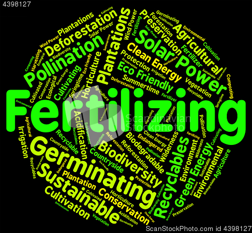 Image of Fertilizing Word Shows Soil Conditioner And Compost