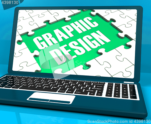 Image of Graphic Design On Laptop Shows Stylized Creations