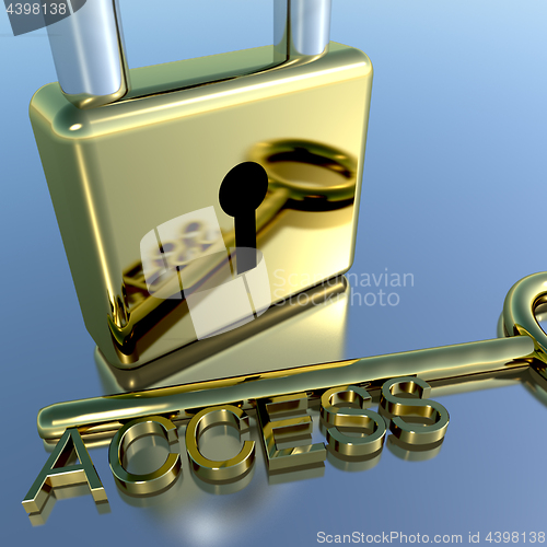 Image of Padlock With Access Key Showing Permission Security And Login