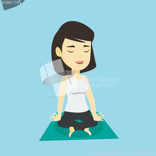 Image of Woman meditating in lotus pose vector illustration