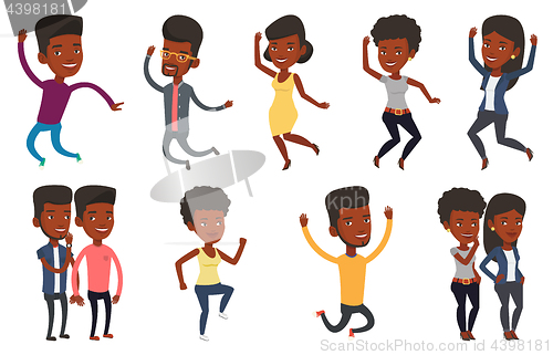 Image of Vector set of people during leisure activity.