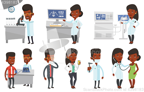 Image of Vector set of doctor characters and patients.