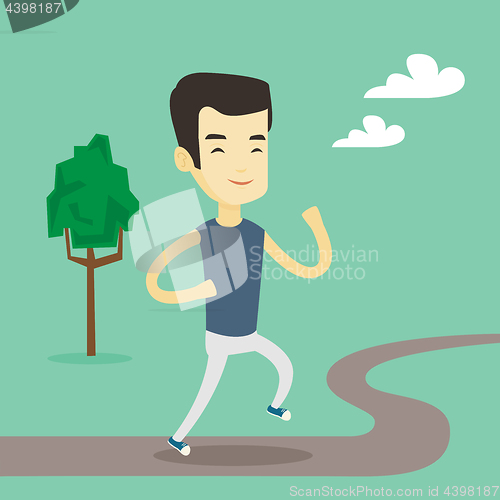 Image of Asian man running vector illustration.