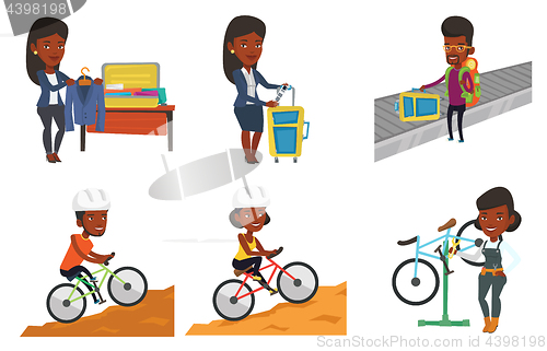 Image of Vector set of traveling people.