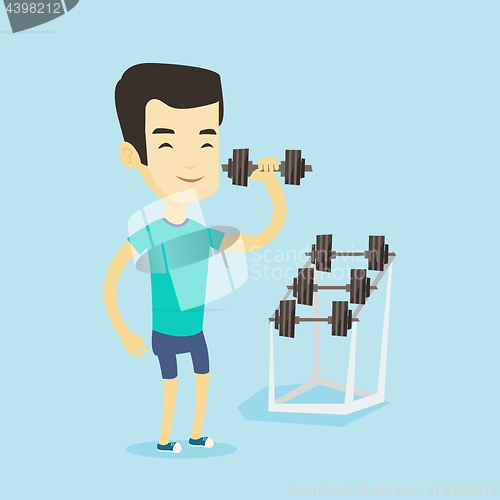 Image of Man lifting dumbbell vector illustration.