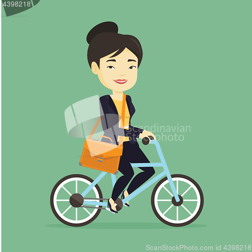 Image of Woman riding bicycle vector illustration.