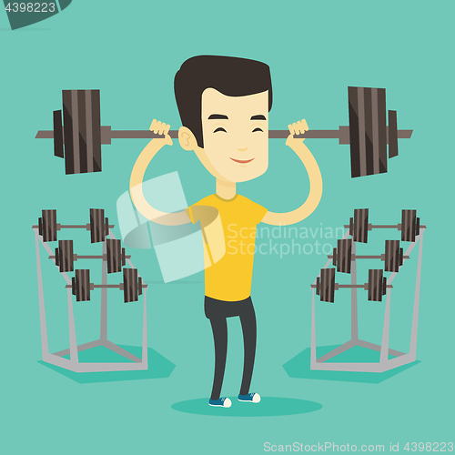 Image of Man lifting barbell vector illustration.